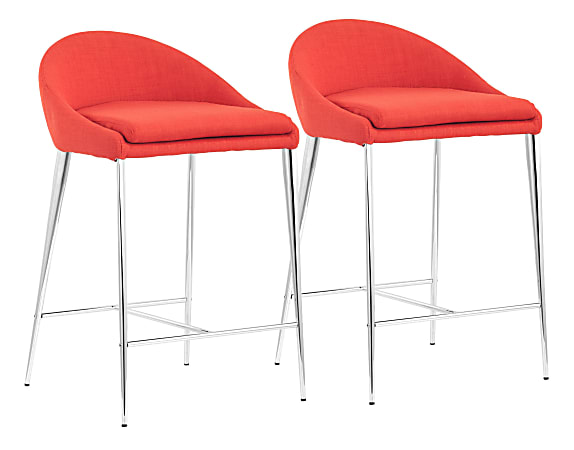 Zuo Modern® Reykjavik Chairs, Tangerine/Chrome, Pack Of 2 Chairs