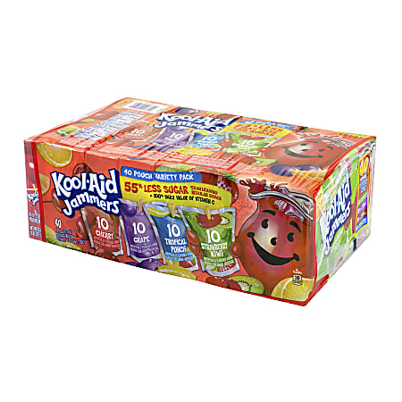 Kool-Aid Jammers Juice Pouch Variety Pack, 6 Oz, Pack of 40 Pouches