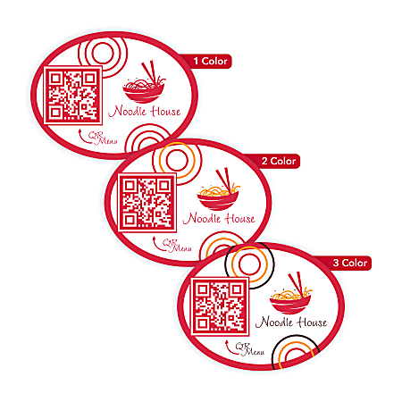 Custom Printed Outdoor Weatherproof 1-, 2- Or 3-Color Labels And Stickers, 2-7/8" x 3-3/4" Oval, Box Of 250 Labels