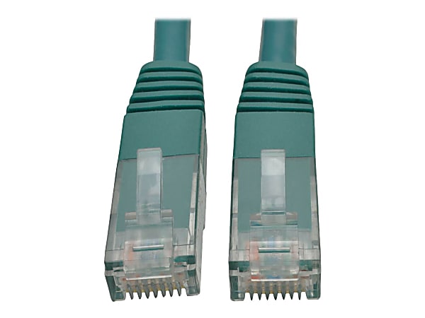 Tripp Lite Cat6 Cat5e Gigabit Molded Patch Cable RJ45 M/M 550MHz Green 20ft - 128 MB/s - Patch Cable - 20 ft - 1 x RJ-45 Male Network - 1 x RJ-45 Male Network - Gold Plated Contact - Green