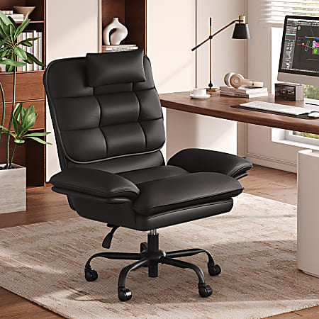 Bestier Ergonomic PU Leather High-Back Swivel Executive Office Chair, Black