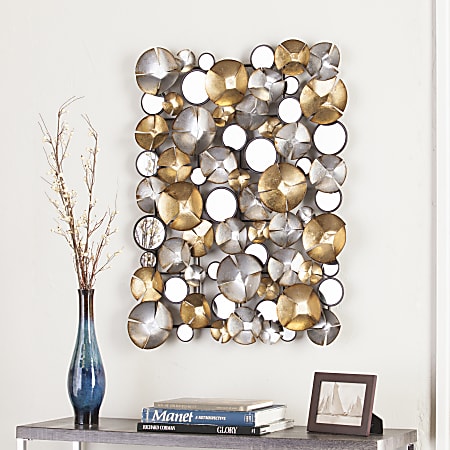 SEI Furniture Locarno Metal Wall Sculpture, 35 1/2" x 28", Gold/Silver