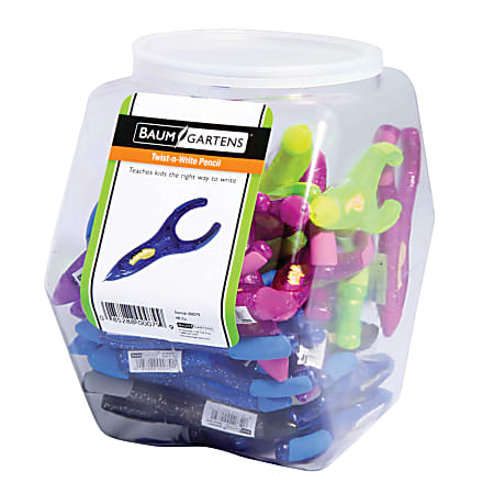 Baumgartens® Twist'N Write™ PenAgain™ Pencils, 0.2 mm, Assorted Barrel Colors, Tub Of 48
