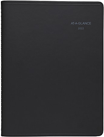 AT-A-GLANCE® QuickNotes Weekly/Monthly Appointment Book, 8-1/4" x 11", Black, January To December 2022, 7695005