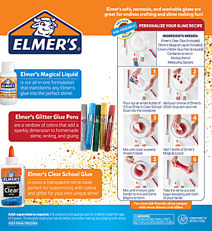 Elmers Slime Kit Glitter BlueRed - Office Depot