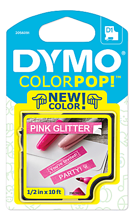 DYMO® ColorPop Labeler D1 Tape, 1/2" x 10', White/Pink