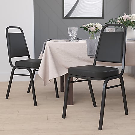 Flash Furniture HERCULES Series Trapezoidal Back Stacking Banquet Chairs, Black, Pack Of 4 Chairs