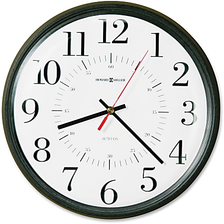 Howard Miller Alton Wall Clock - Analog - Quartz - White Main Dial - Black/Plastic Case - Satin Finish