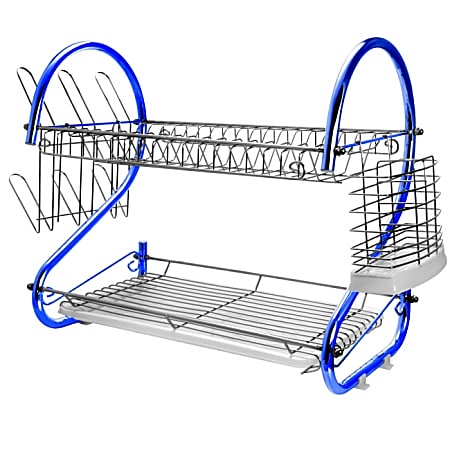 Megachef 16" Counter Top Drying Dish Rack, Blue