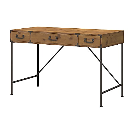 Kathy Ireland Home by Bush Furniture Ironworks 48"W Writing Desk, Vintage Golden Pine, Standard Delivery