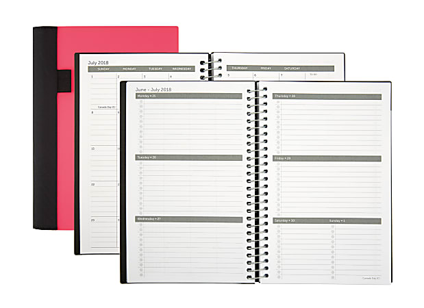 Office Depot® Brand Stellar Weekly/Monthly Academic Planner, 5 1/2" x 8 1/2", Pink, July 2018 To June 2019