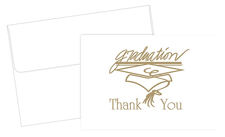 Great Papers!® Thank You Cards For Graduation, 4 7/8" x 3 3/8", Gold/White, Pack Of 20
