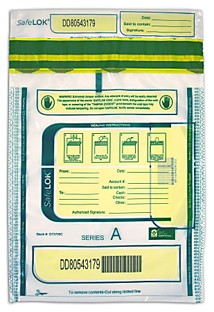 50 Pack Clear Nadex 9 x 12 Inch Tamper Evident Bank Deposit Bags with FRAUDSTOPPER Level 4 Security