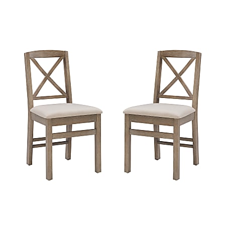 Linon Thames X-Back Dining Chairs, Graywash/Beige, Set Of 2 Chairs
