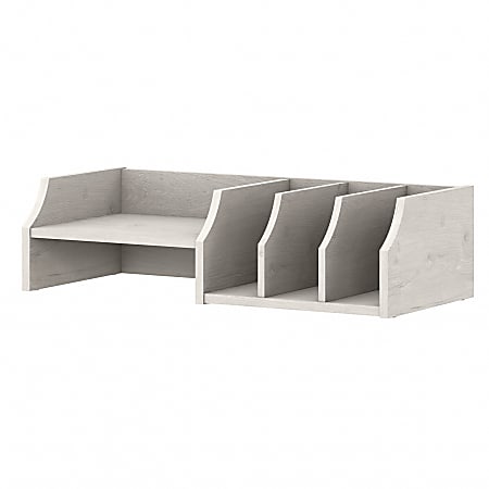 Bush Furniture Universal Desktop Organizer With Shelves, Linen White Oak, Standard Delivery