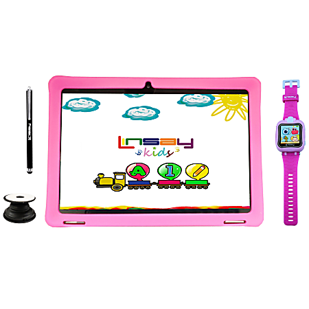 Linsay F10IPS Tablet, 10.1" Screen, 2GB Memory, 64GB Storage, Android 13, Kids Pink, F10IPKPWPP