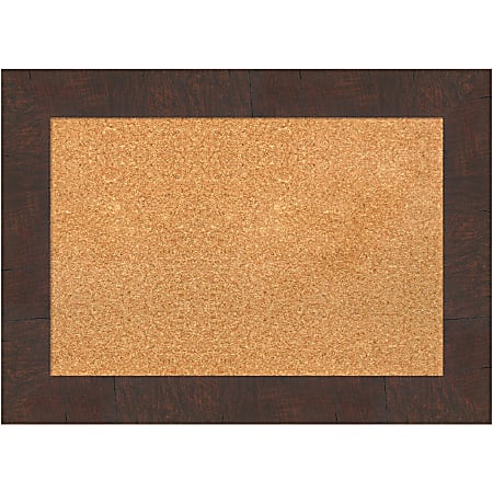 Amanti Art Cork Bulletin Board, 29" x 21", Natural, Wildwood Brown Wood Frame