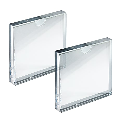 Azar Displays Block Sign Holder Frames, 4” x 4”, Clear, Pack Of 2 Frames