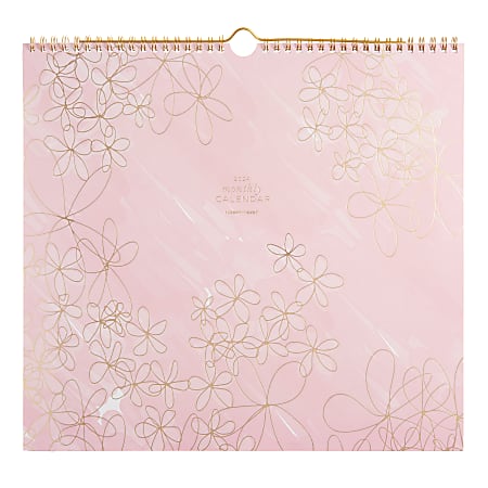 2024 Russell & Hazel Monthly Wall Calendar, 13-1/4” x 12-1/4”, Blush Floral, January To December 2024 