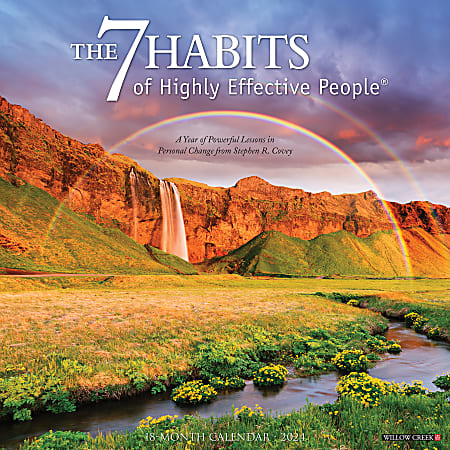 2024 Willow Creek Press Inspirational Monthly Wall Calendar, 12" x 12", 7 Habits of Highly Effective People, January To December