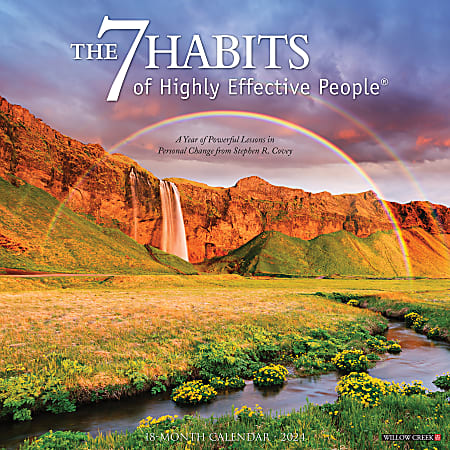 2024 Willow Creek Press Inspirational Monthly Wall Calendar, 12" x 12", 7 Habits of Highly Effective People, January To December