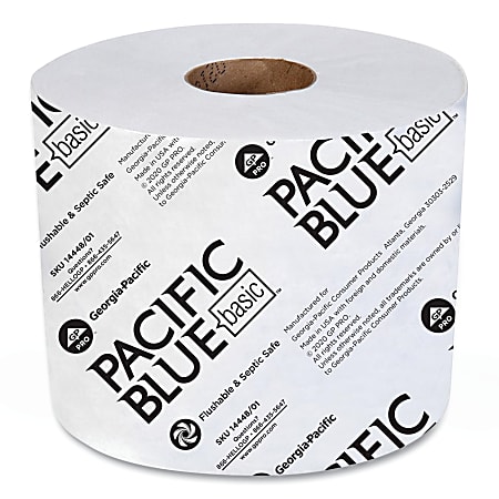 Georgia-Pacific Pacific Blue High-Capacity Bathroom Tissue, 1-Ply, White, 1,500 Sheets Per Roll, Carton Of 48 Rolls