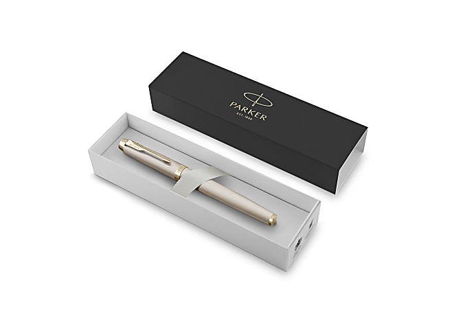 Parker IM Monochrome Fountain Pen, Champagne Finish and Trims, Medium Point, Blue Ink, Gift Box