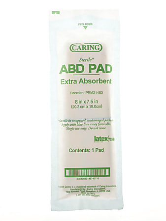 Caring Non-Sterile Abdominal Pads, 8" x 7 1/2", Case Of 240