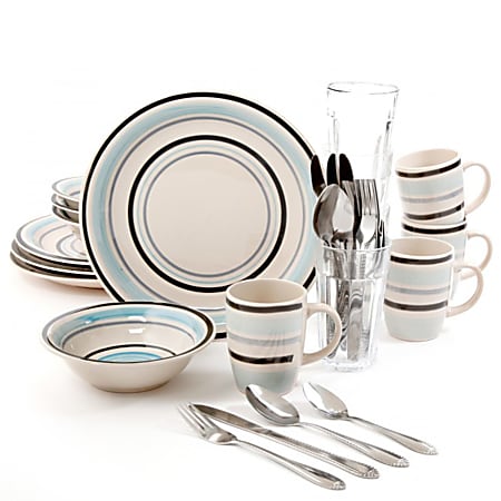 Gibson Deluxe Essentials 32-Piece Dinnerware Set, Blue