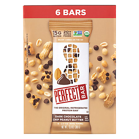 Perfect Bar Dark Chocolate Chip Peanut Butter Bars, 2.3 Oz, Pack Of 6 Bars