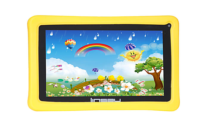 LINSAY Kids Quad-Core Dual Cam Wi-Fi Tablet With Yellow Defender, 7" Screen, 1GB Memory, 8GB Storage, , F7HD4CORE KIDS
