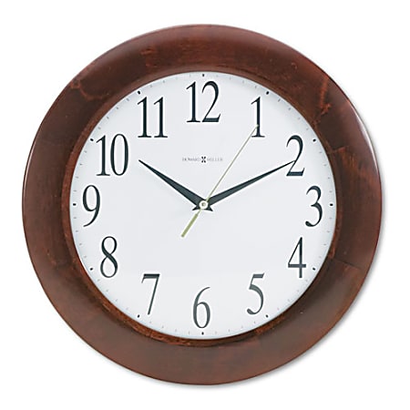 Howard Miller Corporate Wall Clock - Analog - Quartz - White Main Dial - Cherry/Wood Case - Cherry Finish