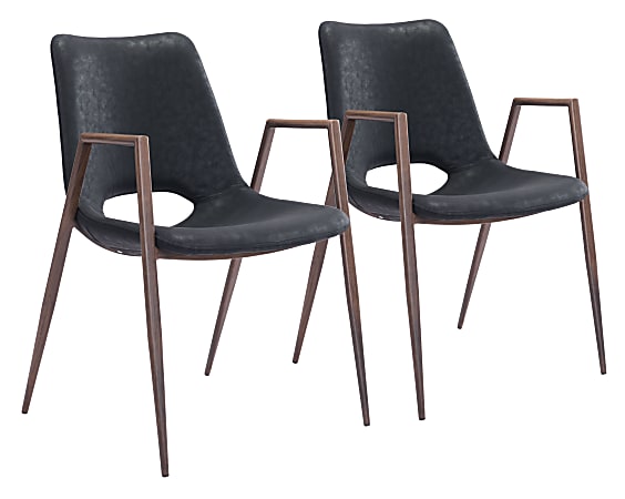 Zuo Modern Desi Dining Chairs, Brown/Black, Set Of 2 Chairs