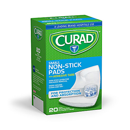 CURAD® Sterile Nonstick Adhesive Pads, 2" x 3", White, 20 Bandages Per Pack, Case Of 12 Packs