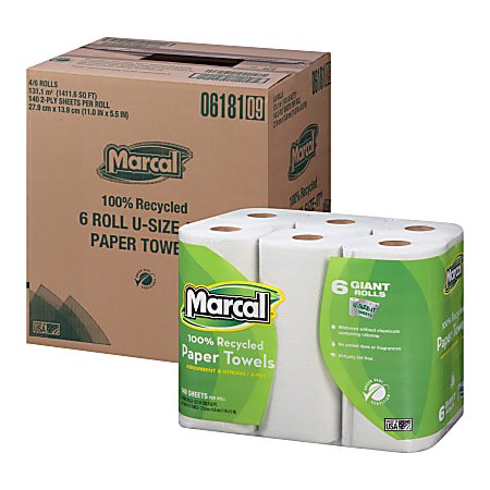 Marcal® Quilted 2-Ply Paper Towels, 140 Sheets Per Roll, Pack Of 24 Rolls