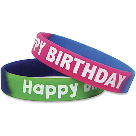 Teacher Created Resources Happy Birthday Wristbands - 10 / Pack - Happy Birthday Design - Silicone