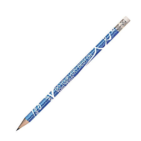 Musgrave Pencil Co. Motivational Pencils, 2.11 mm, #2 Lead, Sharpen Your Testing Skills, Blue/White, Pack Of 144