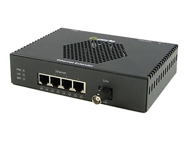 Perle Fast Ethernet PoE Ethernet Extender eXP-4S110E-BNC - Network extender - 100Mb LAN, Ethernet over VDSL2 - 10Base-T, 100Base-TX - 4 ports - up to 1.9 miles