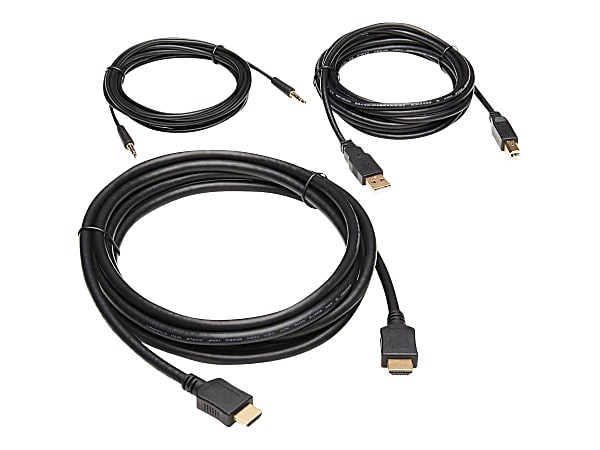 Tripp Lite HDMI KVM Cable Kit - 4K HDMI, USB 2.0, 3.5 mm Audio (M/M), Black, 10 ft. - Video / audio / data cable kit - 10 ft - black - molded, 4K support