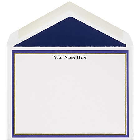 The Occasions Group Stationery Note Cards, 4 1/2" x 6 1/4"W, Flat, Midnight Gold Double Border, White Matte, Box Of 25
