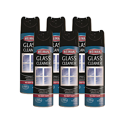 WEIMAN® Foaming Glass Cleaner, 19 oz Aerosol Spray Can, 6/Carton