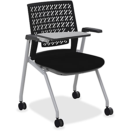 Mayline® Thesis Flex Back Stackable Chair With Tablet Surface, Black/Gray, Set Of 2