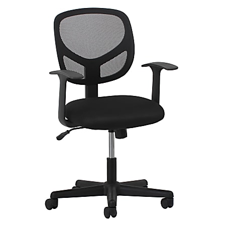 OFM Essentials Swivel Mesh Mid-Back Task Chair, Fixed Arms, Black/Silver