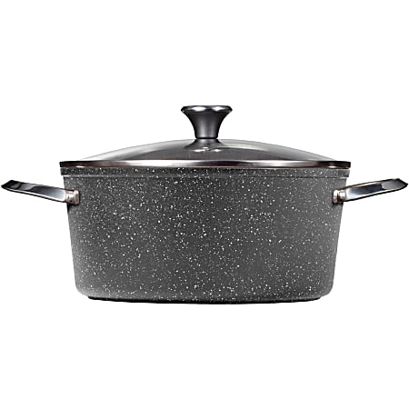 The Rock One Pot 7.2-Quart Stock Pot with Lid - Cooking - Dishwasher Safe - Oven Safe - Sauce Pot1.80 gal - Forged Aluminum Body - Stainless Steel Handle - Glass Lid