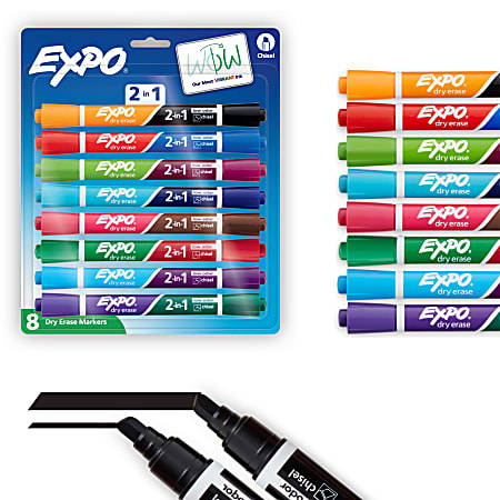 EXPO® 2-in-1 Double-Sided Dry Erase Markers, Pack Of 8
