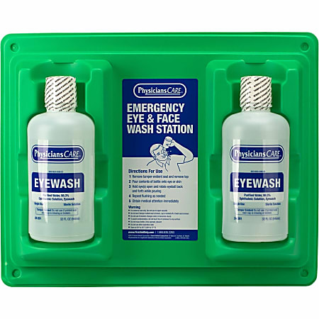 First Aid Only Twin-Bottle Eyewash Station - 1 quart - Clear First Aid Only Twin-Bottle Eyewash Station - 1 quart - Clear