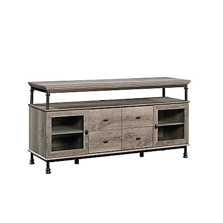 Sauder® Canal Street Entertainment Credenza For 60" TVs, 30"H x 60"W x 18"D, Northern Oak/Dark Metal