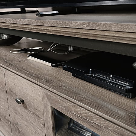 Sauder Canal Street Entertainment Credenza For 60 TVs 30 H x 60 W x 18 D Northern OakDark Metal ODP Business Solutions