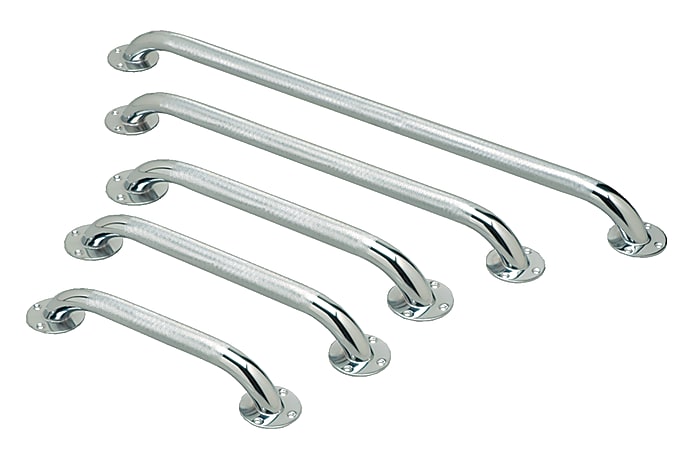 Medline Knurled Grab Bars, 16", Chrome, Case Of 3