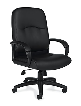 Offices To Go™ Luxehide Bonded Leather Executive Chair, Black